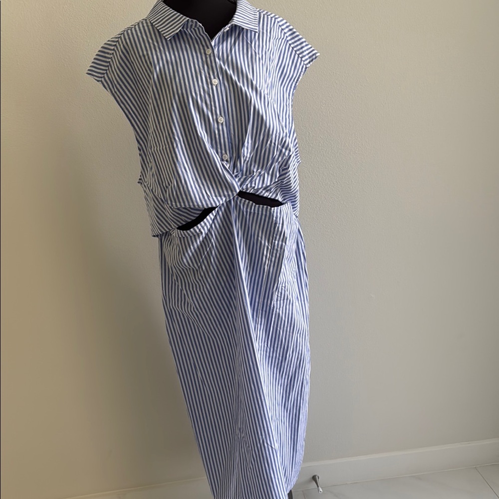 Maurices Blue and White Striped Blouse